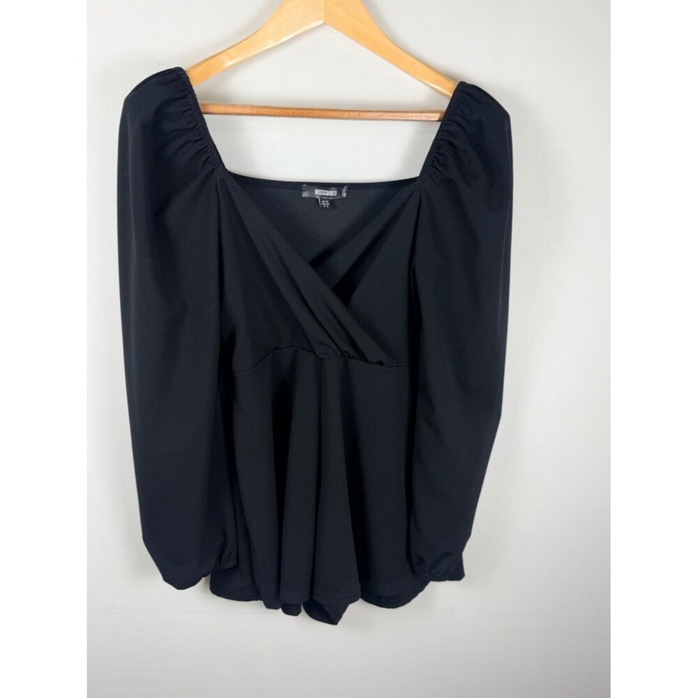 Missguided Black Sweetheart Neckline Romper Puff Sleeve Long Sleeve Shorts US 8